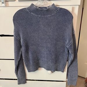 Navy Blue Textured Mockneck